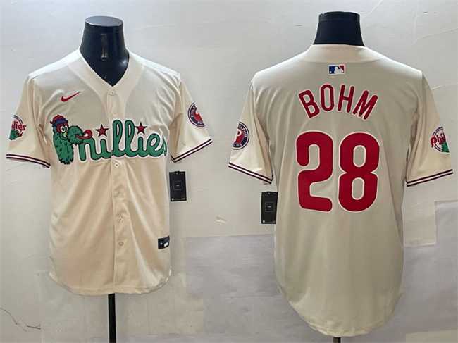 Men%27s Philadelphia Phillies #28 Alec Bohm Cream Phanatic Limited Stitched Jersey->philadelphia phillies->MLB Jersey